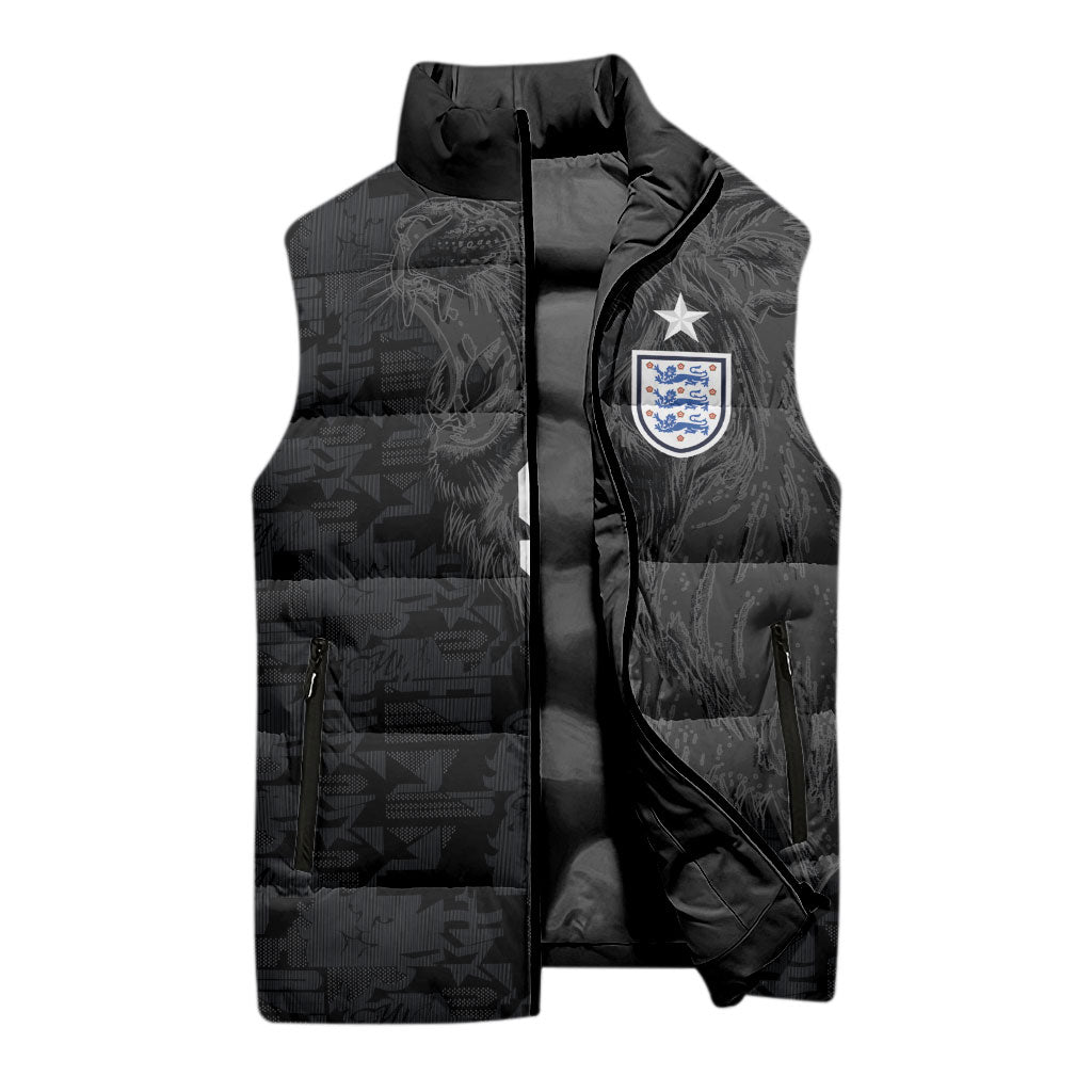 England National Football Custom Sleeveless Puffer Jacket Lions Roar 2026 Glory Black