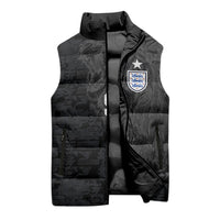 England National Football Custom Sleeveless Puffer Jacket Lions Roar 2026 Glory Black