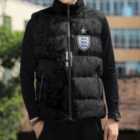 England National Football Custom Sleeveless Puffer Jacket Lions Roar 2026 Glory Black