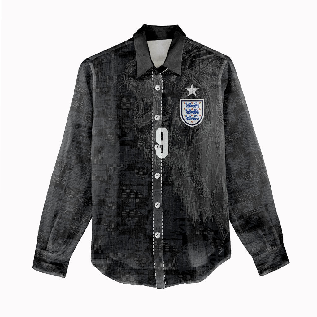 England National Football Custom Women Casual Shirt Lions Roar 2026 Glory Black