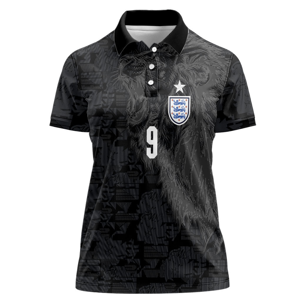 England National Football Custom Women Polo Shirt Lions Roar 2026 Glory Black