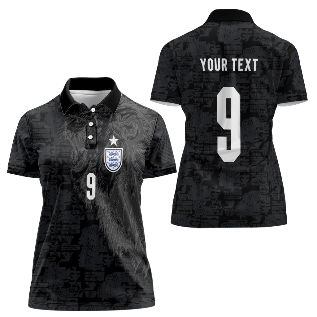 England National Football Custom Women Polo Shirt Lions Roar 2026 Glory Black