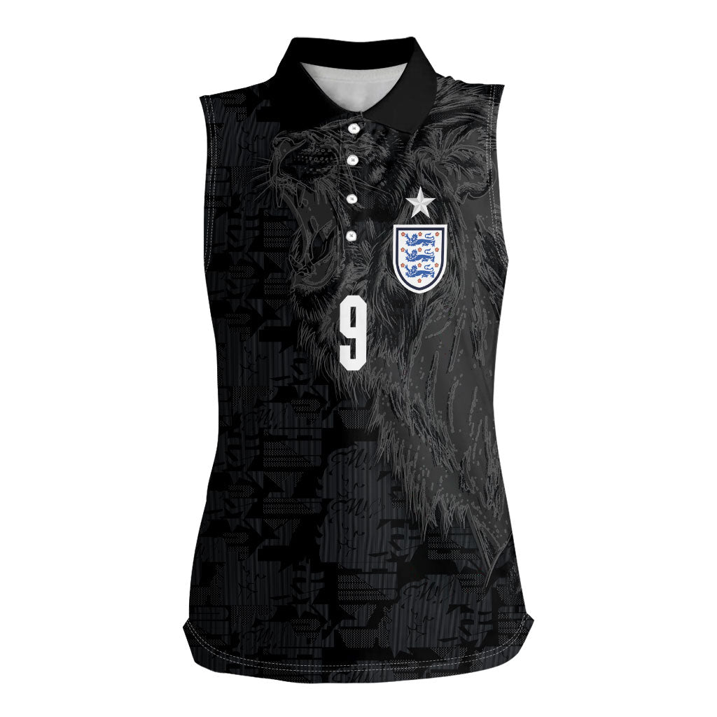 England National Football Custom Women Sleeveless Polo Shirt Lions Roar 2026 Glory Black
