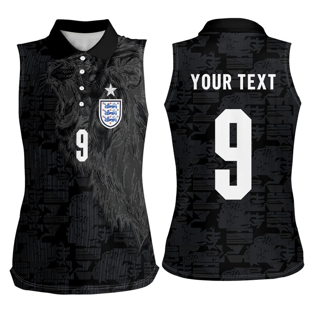 England National Football Custom Women Sleeveless Polo Shirt Lions Roar 2026 Glory Black