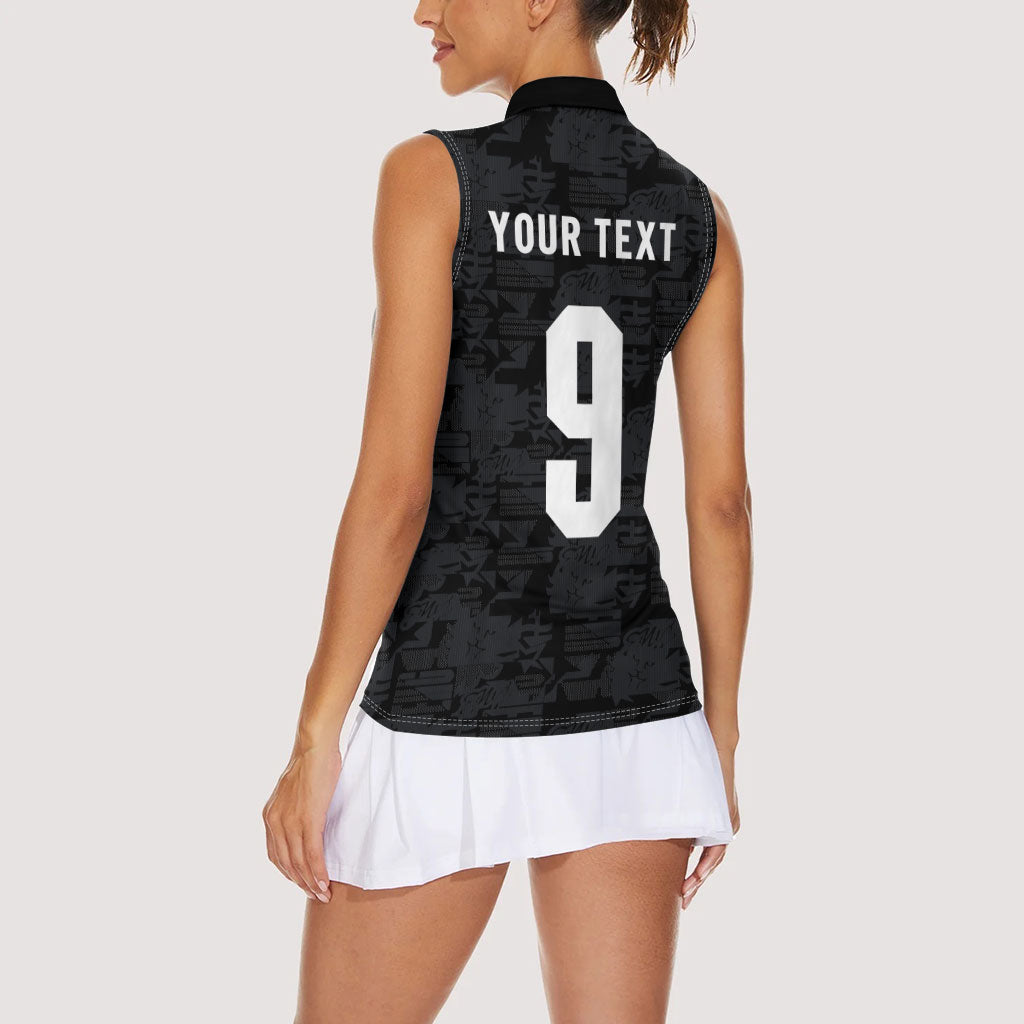 England National Football Custom Women Sleeveless Polo Shirt Lions Roar 2026 Glory Black