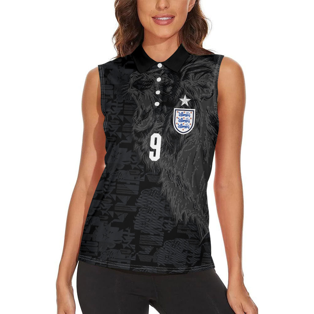 England National Football Custom Women Sleeveless Polo Shirt Lions Roar 2026 Glory Black