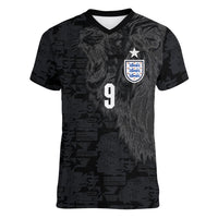 England National Football Custom Women V-Neck T-Shirt Lions Roar 2026 Glory Black
