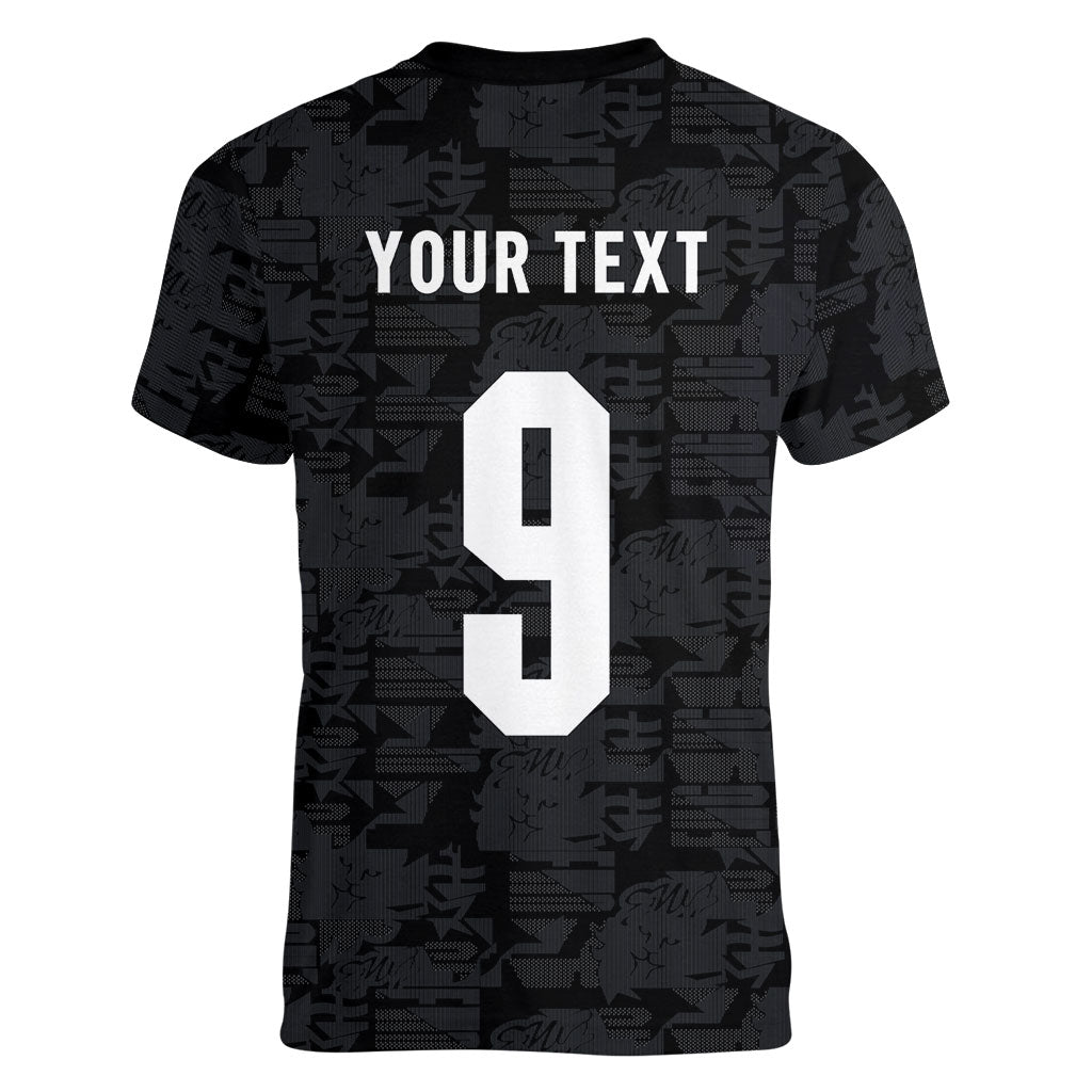 England National Football Custom Women V-Neck T-Shirt Lions Roar 2026 Glory Black
