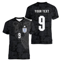 England National Football Custom Women V-Neck T-Shirt Lions Roar 2026 Glory Black