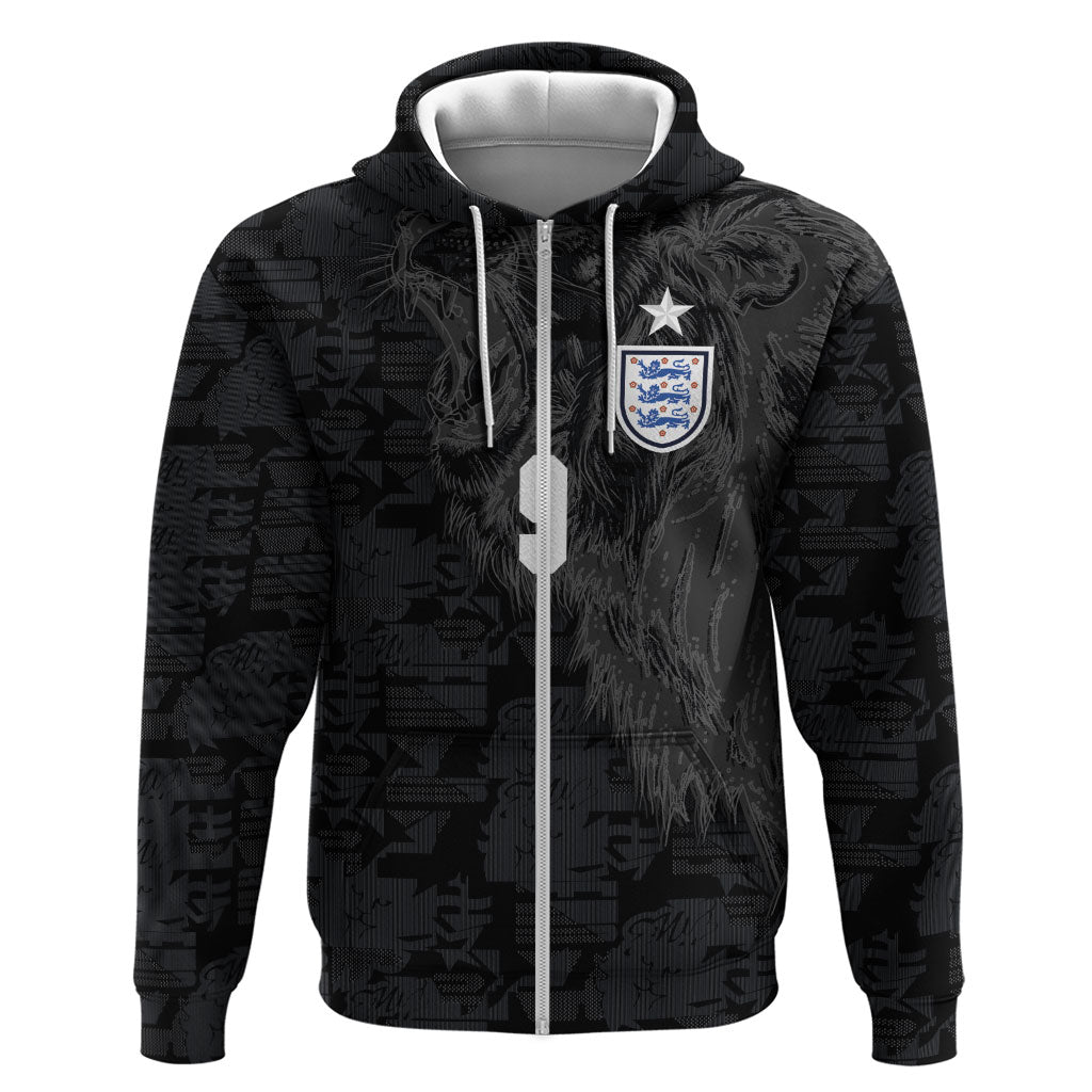 England National Football Custom Zip Hoodie Lions Roar 2026 Glory Black