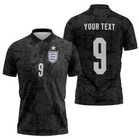 England National Football Custom Zipper Polo Shirt Lions Roar 2026 Glory Black