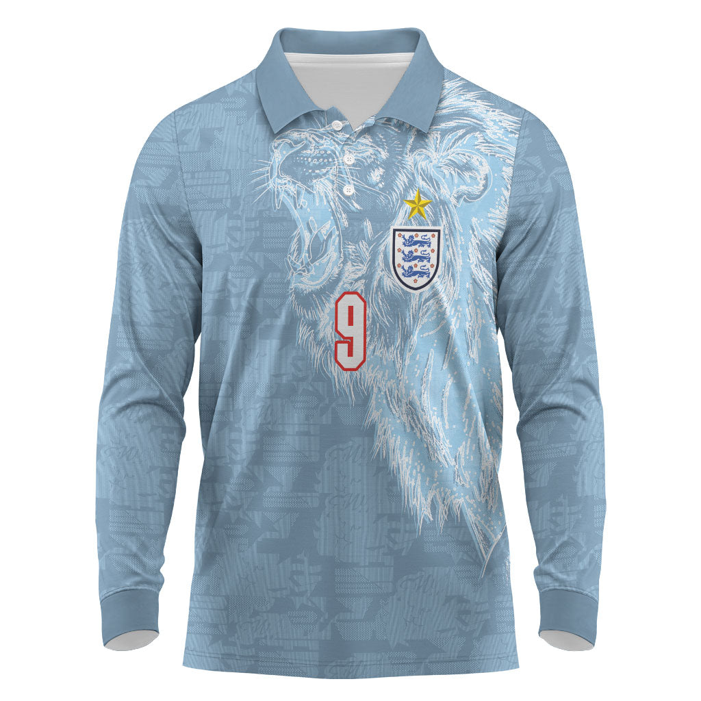 England National Football Custom Long Sleeve Polo Shirt Lions Roar 2026 Glory