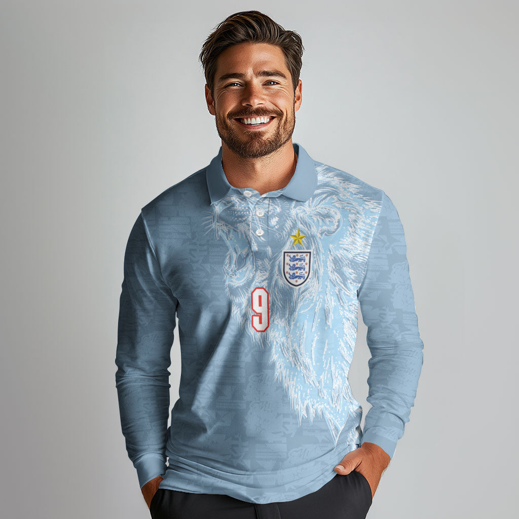 England National Football Custom Long Sleeve Polo Shirt Lions Roar 2026 Glory