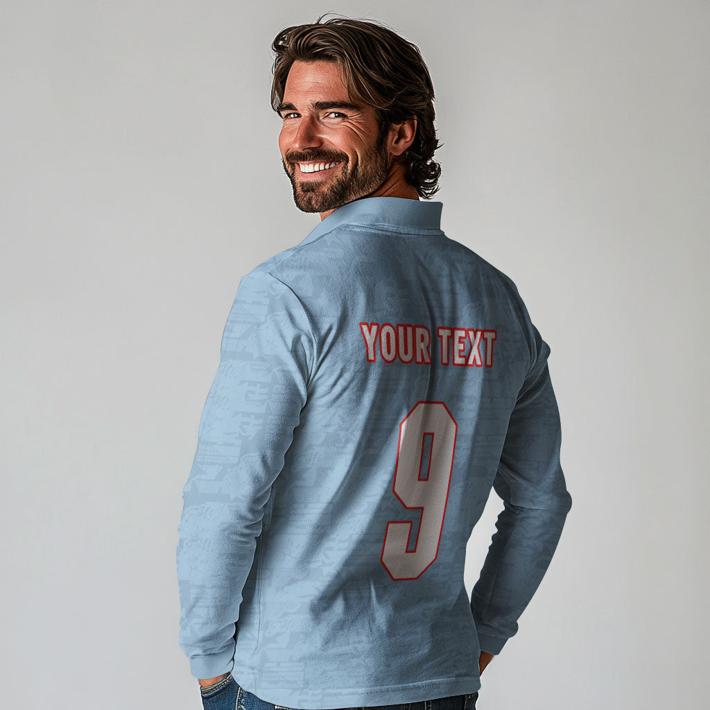 England National Football Custom Long Sleeve Polo Shirt Lions Roar 2026 Glory