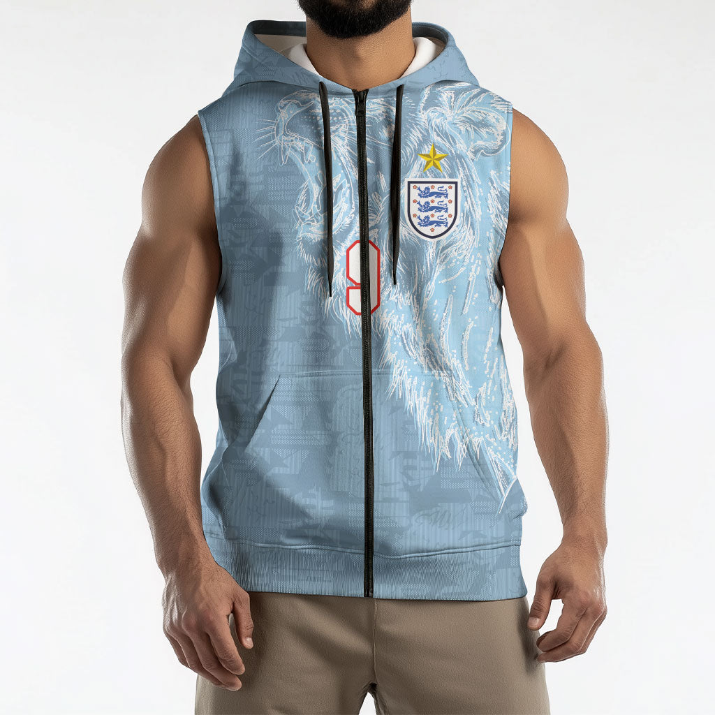 England National Football Custom Sleeveless Zip Hoodie Lions Roar 2026 Glory