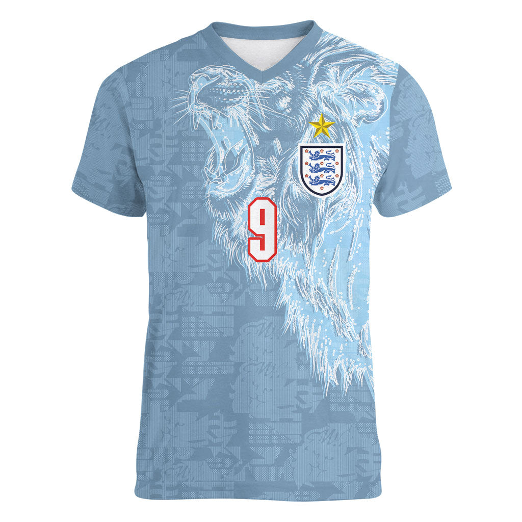 England National Football Custom Women V-Neck T-Shirt Lions Roar 2026 Glory