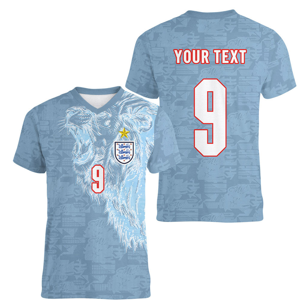 England National Football Custom Women V-Neck T-Shirt Lions Roar 2026 Glory