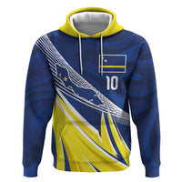 Curacao National Football Custom Hoodie Abstract Sharp Wave Pattern Sporty Style with Map