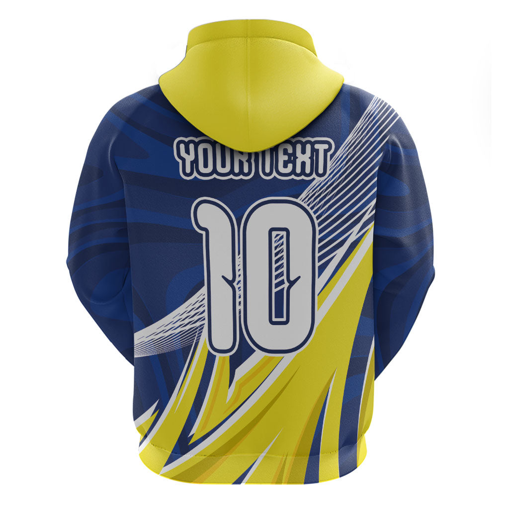 Curacao National Football Custom Hoodie Abstract Sharp Wave Pattern Sporty Style with Map