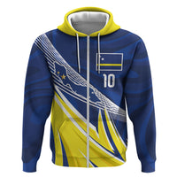 Curacao National Football Custom Hoodie Abstract Sharp Wave Pattern Sporty Style with Map