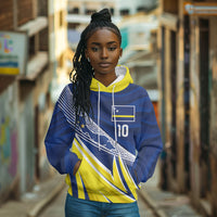 Curacao National Football Custom Hoodie Abstract Sharp Wave Pattern Sporty Style with Map