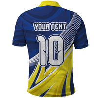 Curacao National Football Custom Polo Shirt Abstract Sharp Wave Pattern Sporty Style with Map