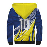 Curacao National Football Custom Sherpa Hoodie Abstract Sharp Wave Pattern Sporty Style with Map