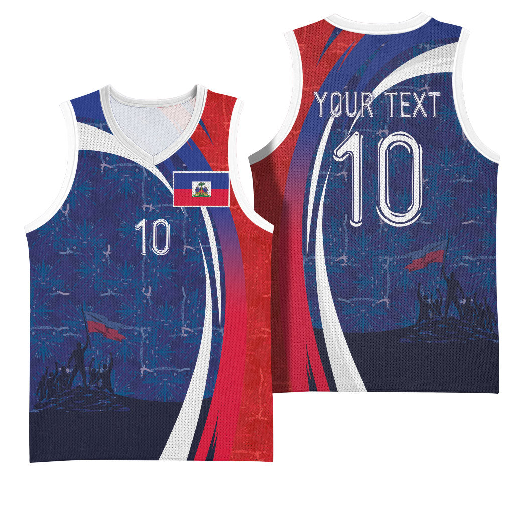 Haiti Football Custom Basketball Jersey Abstract Graphic Style Patriotic