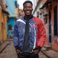 Haiti Football Custom Bomber Jacket Abstract Graphic Style Patriotic
