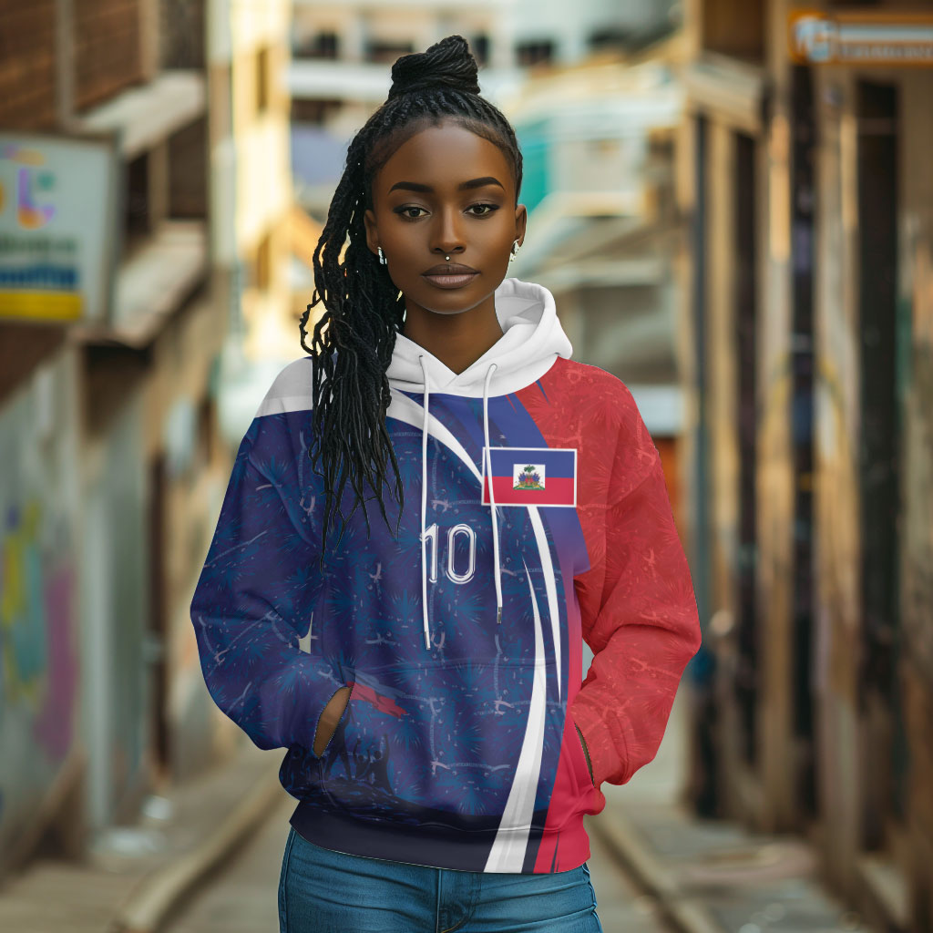 Haiti Football Custom Hoodie Abstract Graphic Style Patriotic
