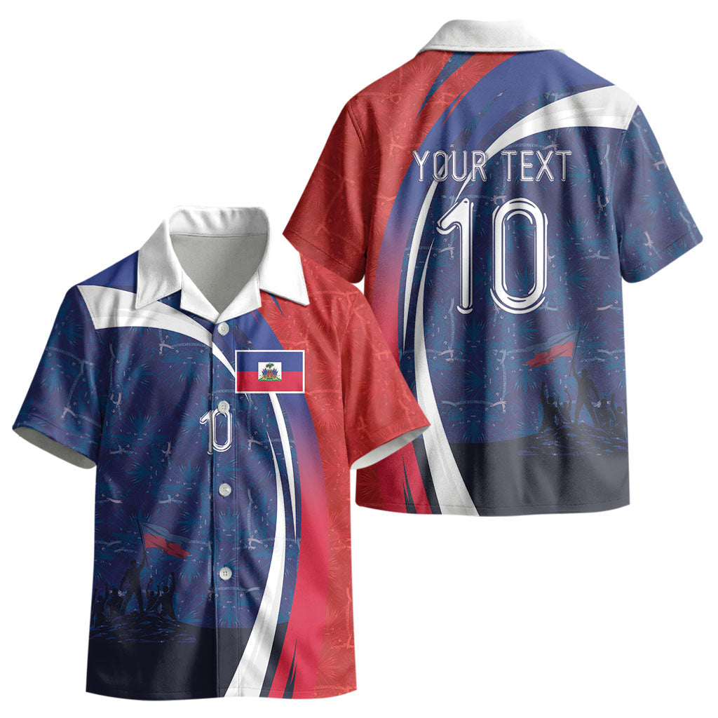 Haiti Football Custom Kid Hawaiian Shirt Abstract Graphic Style Patriotic LT03