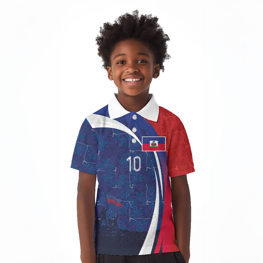Haiti Football Custom Kid Polo Shirt Abstract Graphic Style Patriotic