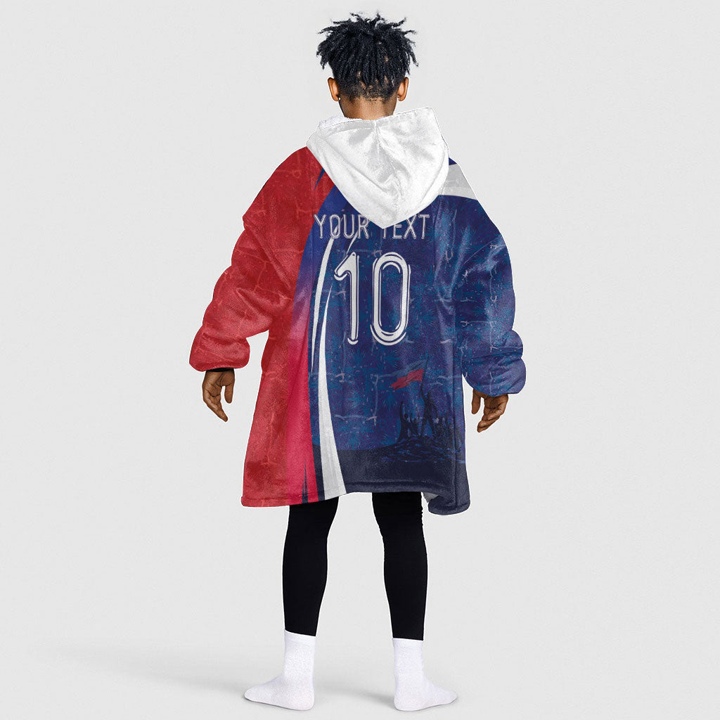 Haiti Football Custom Kid Wearable Blanket Hoodie Abstract Graphic Style Patriotic