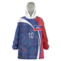 Haiti Football Custom Kid Wearable Blanket Hoodie Abstract Graphic Style Patriotic