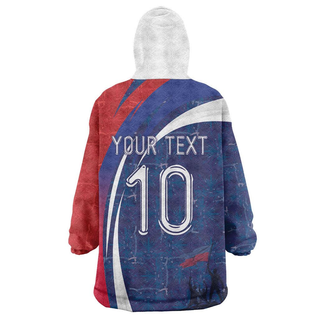 Haiti Football Custom Kid Wearable Blanket Hoodie Abstract Graphic Style Patriotic