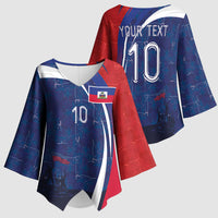 Haiti Football Custom Kimono Sleeve Blouse Abstract Graphic Style Patriotic