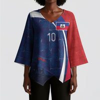 Haiti Football Custom Kimono Sleeve Blouse Abstract Graphic Style Patriotic