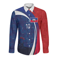 Haiti Football Custom Long Sleeve Button Shirt Abstract Graphic Style Patriotic