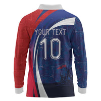 Haiti Football Custom Long Sleeve Polo Shirt Abstract Graphic Style Patriotic