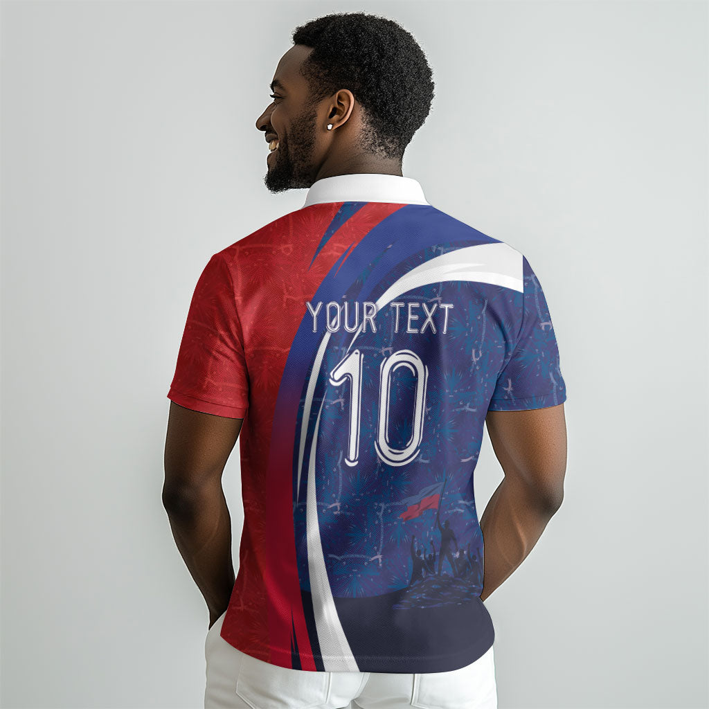 Haiti Football Custom Polo Shirt Abstract Graphic Style Patriotic LT03