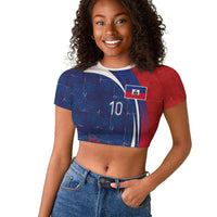 Haiti Football Custom Raglan Cropped T shirt Abstract Graphic Style Patriotic