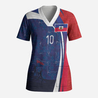 Haiti Football Custom Scrub Top Abstract Graphic Style Patriotic