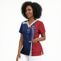 Haiti Football Custom Scrub Top Abstract Graphic Style Patriotic