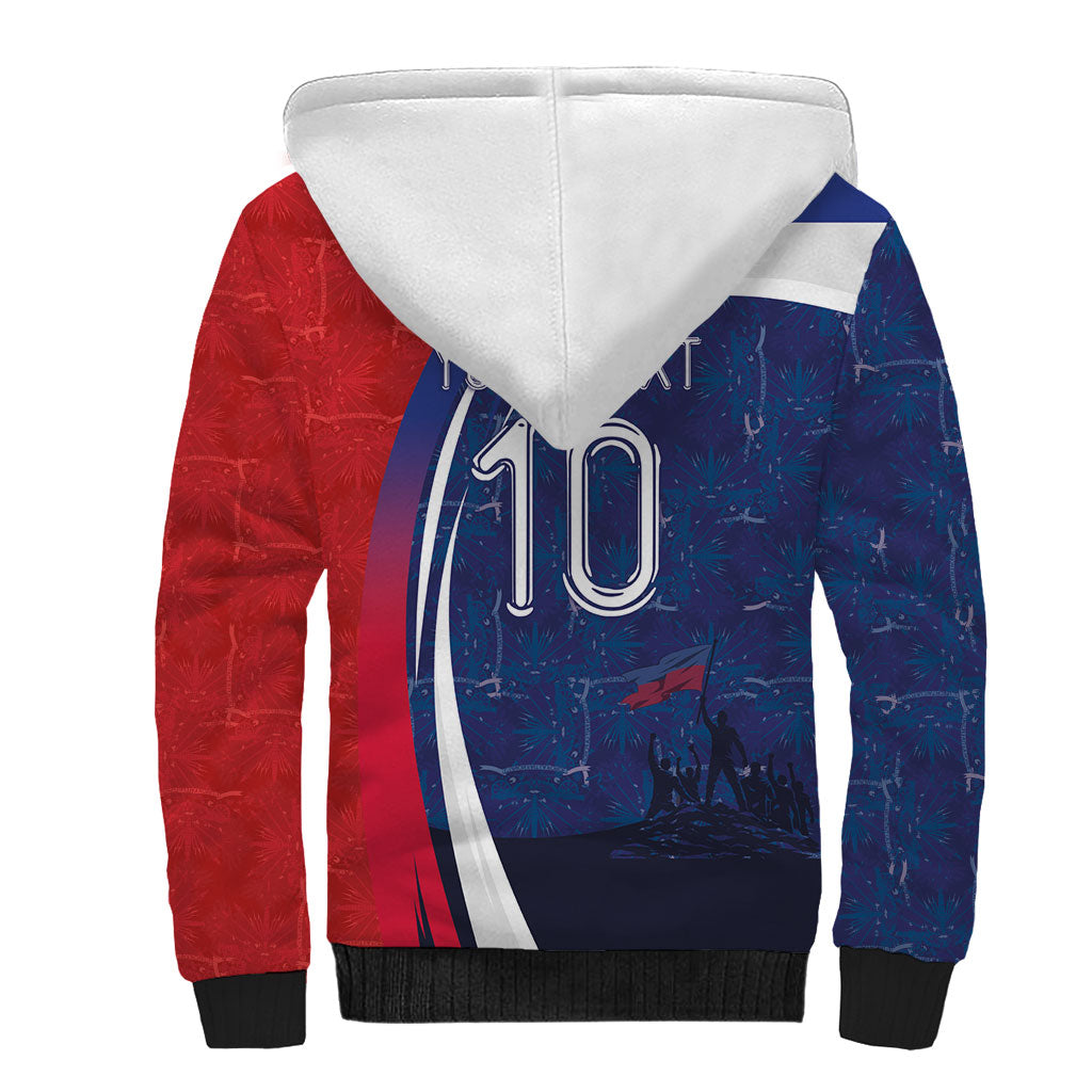 Haiti Football Custom Sherpa Hoodie Abstract Graphic Style Patriotic