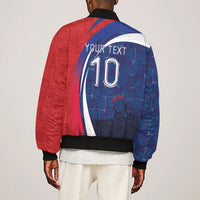 Haiti Football Custom Sleeve Zip Bomber Jacket Abstract Graphic Style Patriotic