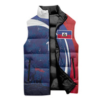 Haiti Football Custom Sleeveless Puffer Jacket Abstract Graphic Style Patriotic