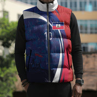 Haiti Football Custom Sleeveless Puffer Jacket Abstract Graphic Style Patriotic