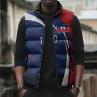 Haiti Football Custom Sleeveless Puffer Jacket Abstract Graphic Style Patriotic