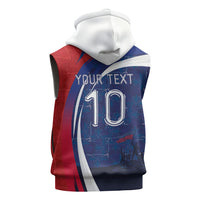 Haiti Football Custom Sleeveless Zip Hoodie Abstract Graphic Style Patriotic