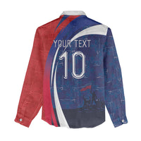 Haiti Football Custom Women Casual Shirt Abstract Graphic Style Patriotic